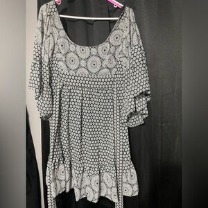 Betsey Johnson Black and White Patterned Midi Dress